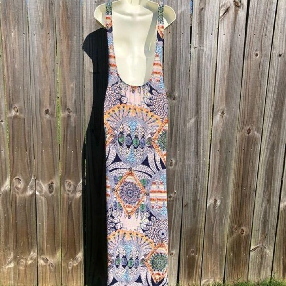 Mamie Ruth XS Scoop Back Dress Maxi Sleeveless Pink Blue Purple Orange - Picture 2 of 7